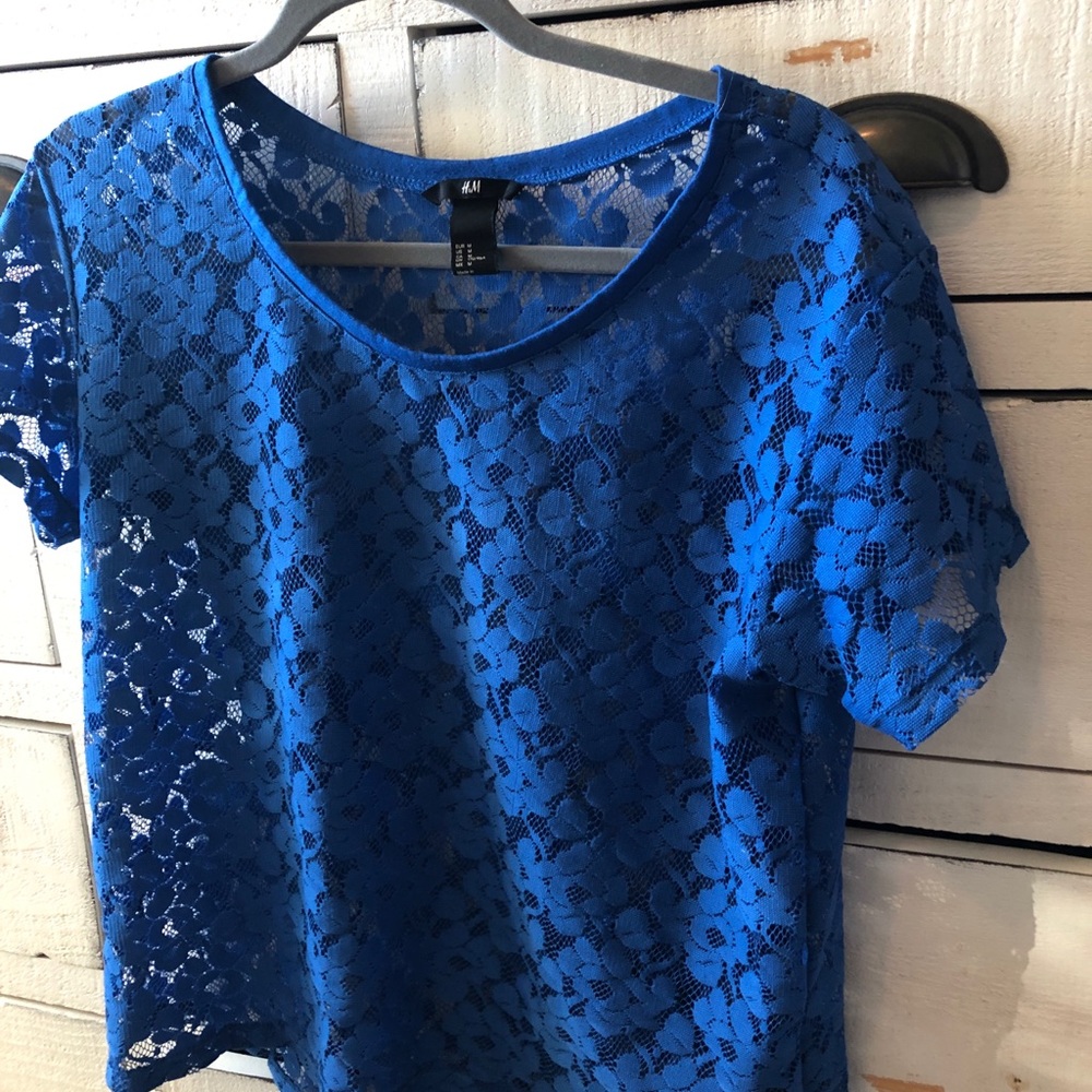 Lace blue shirt